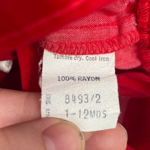 Vintage Christmas Red Velvet Toddler Overalls Size: 12 months, 1 year old. - Picture 11 of 11